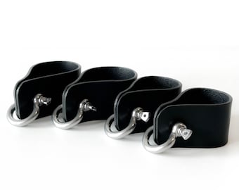 Leather Handcuffs and Anklecuffs Set,  Straps with Shackles