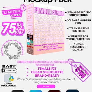Female Clothing Mockup Bundle – Apparel Templates for Procreate, Photoshop, Canva