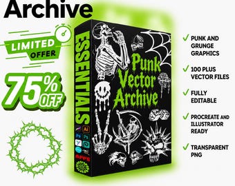 Punk Vector Graphics Bundle – Streetwear Brand Design Assets (Digital Download)