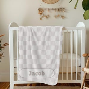 Personalized Baby Name Blanket - Customizable Blanket | Soft Toddler Blanket | Baby Shower Gift | New Baby Gift, Daughter Blanket, Checkered