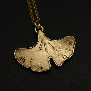 Ginkgo Biloba Necklace - Hand Carved Small Gingko Pendant - Botanical Necklace - Ginkgo Tree Leaf Necklace