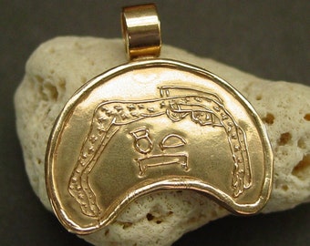 Nut Goddess of the Sky, Stars & Motherhood - Egyptian Replica - Hand Carved Gold Bronze - Moon Shaped