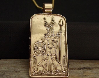 Freya Pendant: Hand-carved Freyja Norse Goddess of Love and Beauty with her Blue Cats
