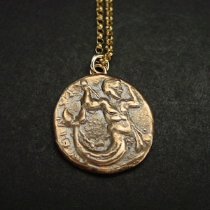 Merman Triton coin Necklace - Handcrafted Son of Poseidon Coin Necklace - Protector of the Sea - Percy Jackson Inspired