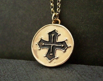 Cathar Cross Necklace: Hand-Carved Occitan Cross Pendant Small and Feminine