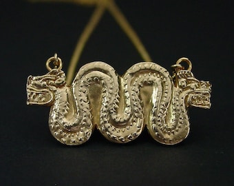 ケツァルコアトル アステカ 双頭の蛇ネックレス：手彫りククルカン