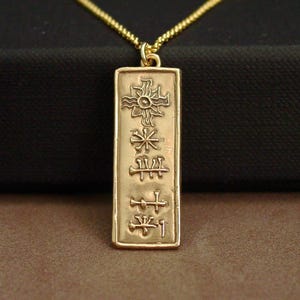 Collar cuneiforme de la diosa asiria Ishtar Inanna Astarte: Joyería sumeria Anunnaki tallada a mano