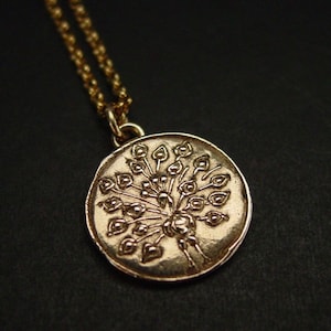 Dainty Peacock Necklace - Hand Carved Hera Coin Necklace - Bird Jewelry - Bird Necklace - Peacock Jewelry