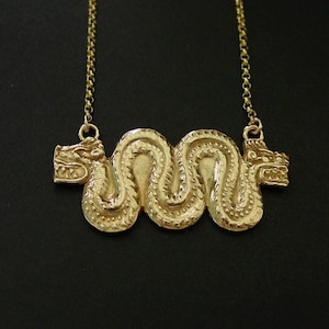 Quetzalcoatl Aztec Two Headed Serpent Necklace - Hand Carved Mayan Necklace - Aztec Necklace - Kukulkan