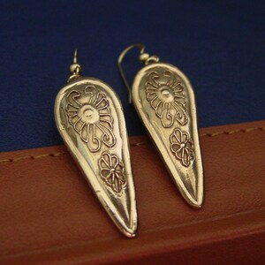 Anglo Saxon Medieval Bronze Earrings: Hand-carved Kite Shield Museum Replica