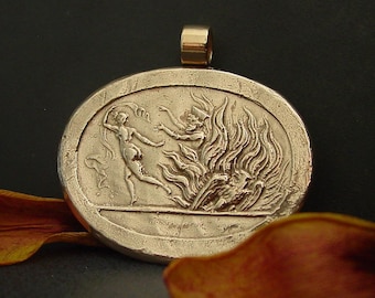 Hades and Persephone Pendant: Handcrafted Proserpina Intaglio Necklace - Goddess of Spring