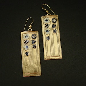 Daisy Earrings - Art Deco Earrings - Sapphire Earrings - Mackintosh- Flower Earrings - Birth Flower of April