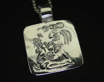 Ixchel Pendant Necklace - Solid Sterling Silver - Ix Chel Mayan Goddess of Fertility, Midwifery & Medicine