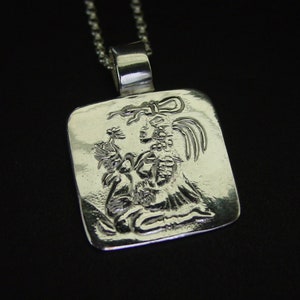 Ixchel Pendant Necklace - Solid Sterling Silver - Ix Chel Mayan Goddess of Fertility, Midwifery & Medicine