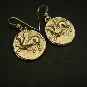 Pegasus Earrings - Ancient Greek Coin - Percy Jackson Earrings - Pegasus Coin Earrings - Greek Mythology