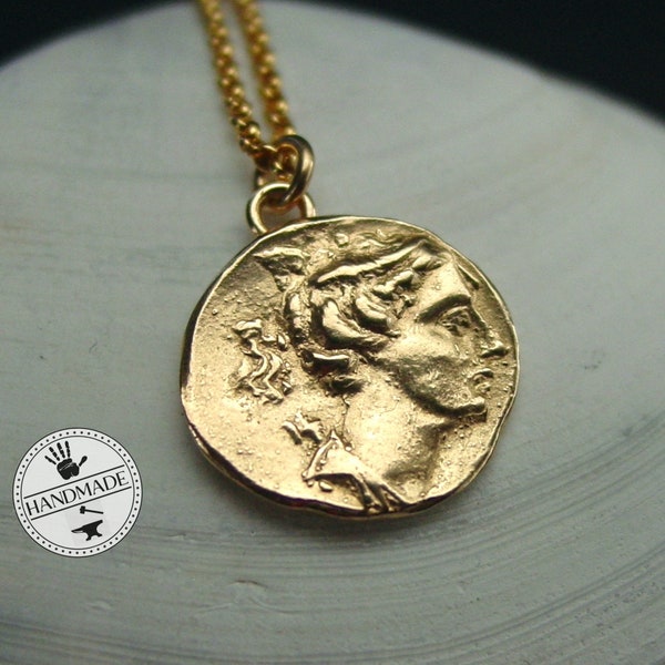 Artemis Necklace - Diana the Huntress Goddess Coin Necklace - Percy Jackson - Greek mythology - Birthing Goddess