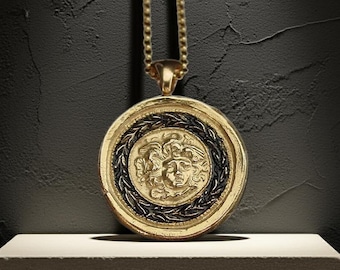 Medusa Necklace: Handcrafted Gorgon Pendant - Antique Cameo Intaglio - Percy Jackson Inspired