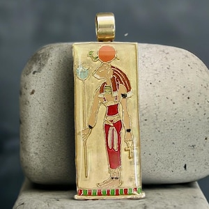 Sekhmet Pendant Necklace - Hand Painted Sekhmet Jewelry - Lioness Egyptian Goddess - Hand Painted