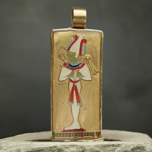 Osiris Pendant Necklace: Hand Painted Egyptian God of the Underworld and Rebirth