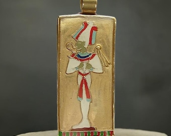 Osiris Pendant Necklace: Hand Painted Egyptian God of the Underworld and Rebirth