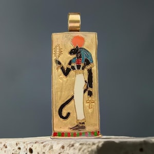 Bastet Pendant Necklace - Hand Painted Bast Goddess - Ancient Egypt Jewelry - Egyptian Mythology