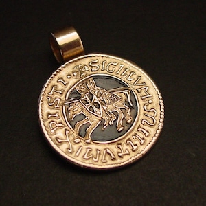 Knights Templar Medieval Necklace - Hand Carved Templar Seal Pendant - Crusaders