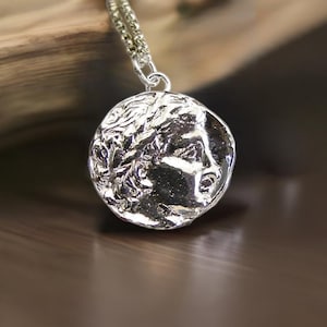 Apollo Necklace - Handcrafted in SOLID Sterling Silver - Ancient Rome Coin Reproduction - Percy Jackson - Apollo Pendant