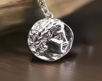 Apollo Necklace - Handcrafted in SOLID Sterling Silver - Ancient Rome Coin Reproduction - Percy Jackson - Apollo Pendant