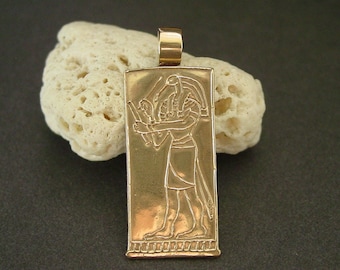 Egyptian God Thoth Necklace - God of Writing - Hand Carved - Ancient Egypt - Ibis Bird - Egyptian Jewelry