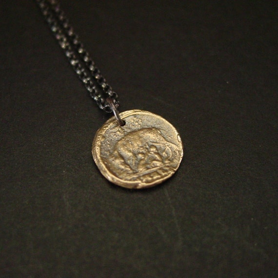 Romulus and Remus With She Wolf Necklace: Handcrafted Capitoline