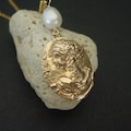 Aphrodite Cameo Necklace with Pearl: Handcrafted Goddess Venus, Sterling Silver or Gold Bronze