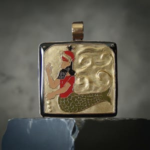 Dagon Pendant Dagan Mesopotamia Fish God of Fertility - Hand Carved & Painted Assyrian Babylonian Sumerian Necklace - Anunnaki