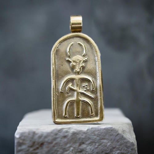 Adad Ishkur Mesopotamian Storm God Pendant Necklace: Hand-Carved Sumerian Jewelry