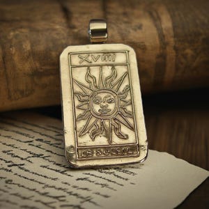 Tarot de Marseille Sun Pendant - Hand Carved Tarot Card Necklace - "Le Soleil" -  Tarot Deck - Tarot Cards