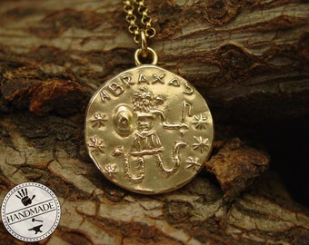 Abraxas Amulet Necklace - Gnostic Symbol of Protection - Hand Carved