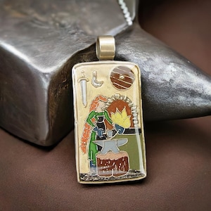 Brigid Goddess - Hand Painted Brigid Pendant - Brighid - Celtic Irish Blacksmith Goddess