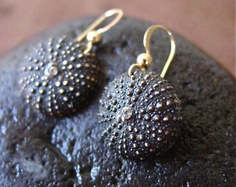 Baby Sea Urchin Earrings- dark