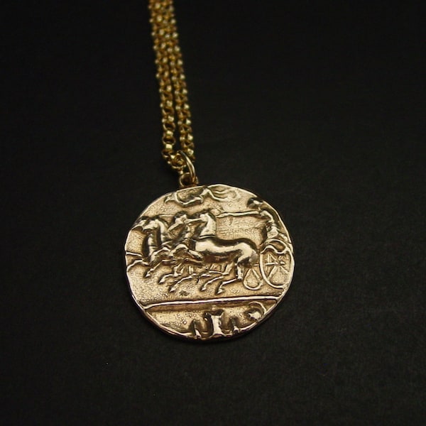 Roman Chariot Necklace - Roman coin Necklace (Sicily) - Winged Victory - Ancient Rome Quadriga