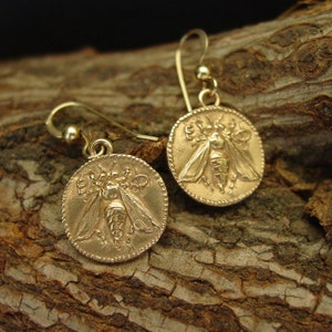 Bee Earrings Honey Bee Earrings Honeybee Ephesus Bee Coin Ancient Greek Coin Earrings Artemis Bee image 4