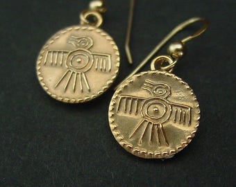 Quetzal Art Earrings - Hand-carved Tiny Bird Jewelry - Aztec God Quetzalcoatl - Mesoamerica Mayan Inspired
