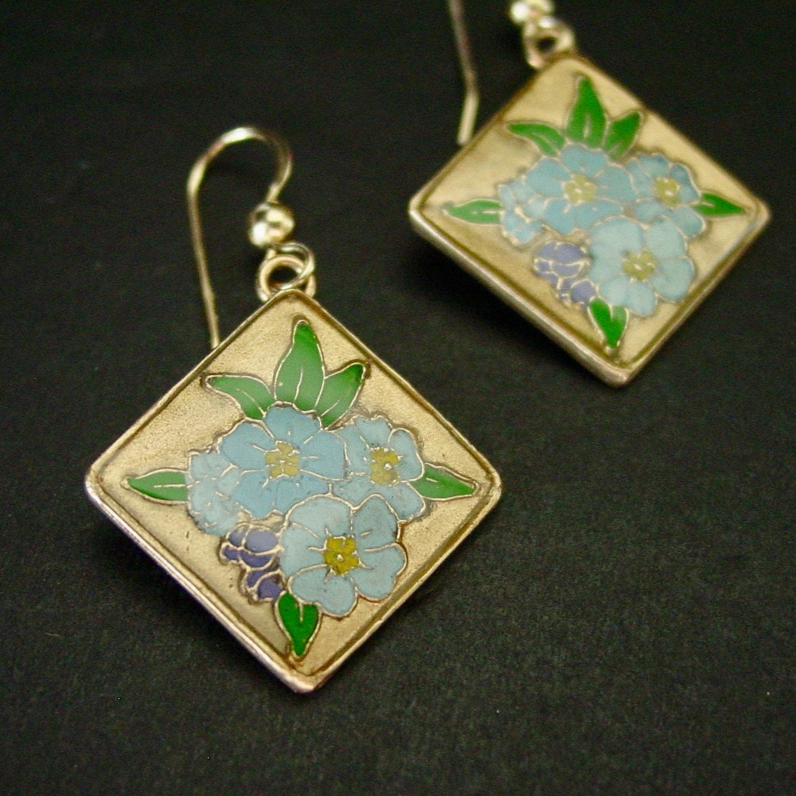 Me Not Flower Earrings Blue Flower Hand Carved and Etsy
