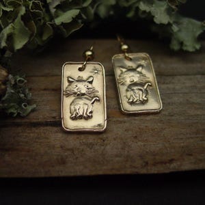 Milo the Gluttonous Kitten – Hand-Carved Small Cat Drop Earrings