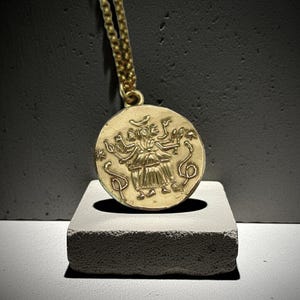 Hecate Pendant Talisman Necklace - Hand Carved Hekate Gnosticism Amulet for Protection - Greek Goddess of Magic