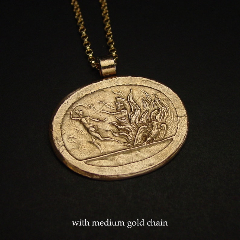 Hades capturing Persephone Proserpina Intaglio Goddess of Spring Greek Mythology Hades and Persephone Necklace Ancient Goddess image 4