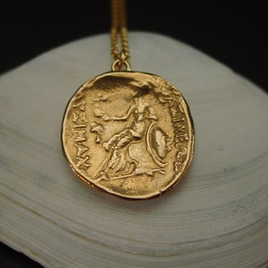 Athena holding Nike Goddess of Victory - Handcrafted Athena Necklace - Percy Jackson - Greek Mythology - Minerva - Coin necklace