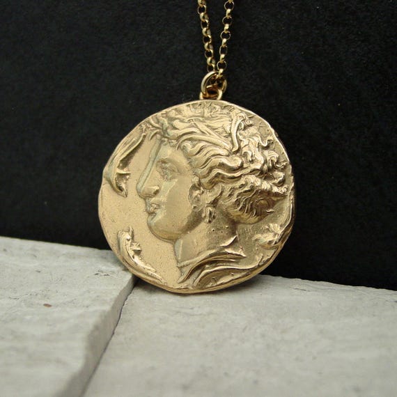 Persephone Necklace: Handcrafted Goddess Proserpina Ancient Greek Coin Pendant