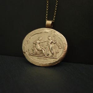 Hermes Visiting Persephone Necklace: Handcrafted Roman Goddess Proserpina Cameo Pendant image 3