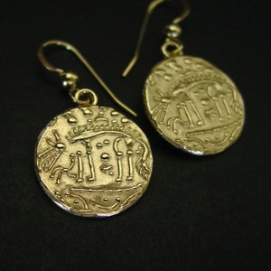 Iceni Norfolk Wolf Coin Earrings - Hand Carved