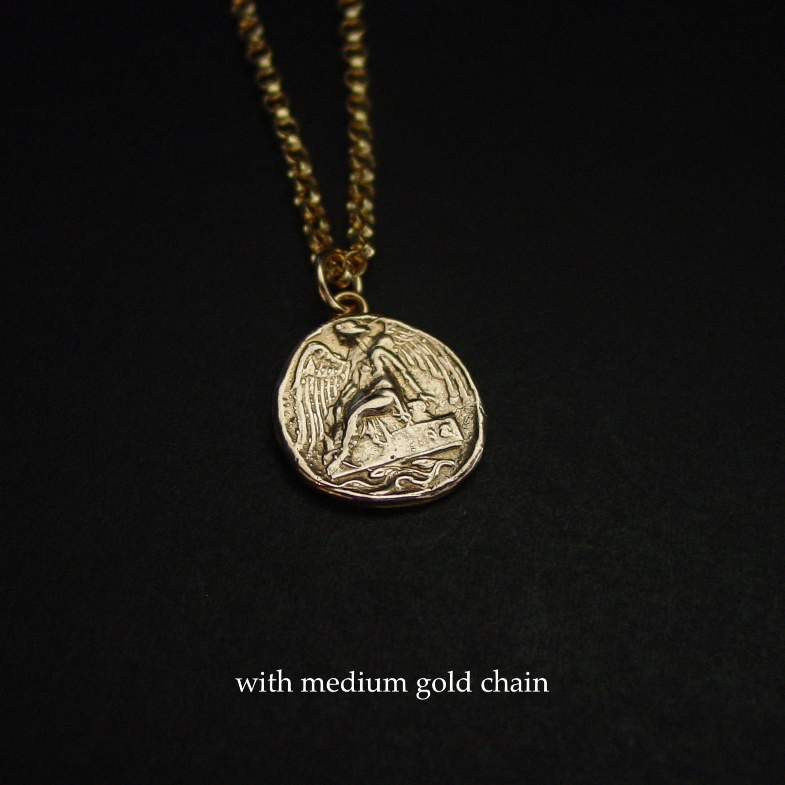 Nike Goddess Necklace - Goddess of Victory - Winged Victory of Samothrace - Ancient Rome - Coin Necklace - Percy Jackson