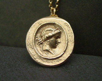 Demeter Necklace: Handcrafted Ceres Pendant - Goddess of Harvest in Gold Bronze or Silver